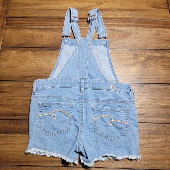 Justice Denim Shorts Overalls Shortalls - Size Youth 10 - Picture 4 of 7